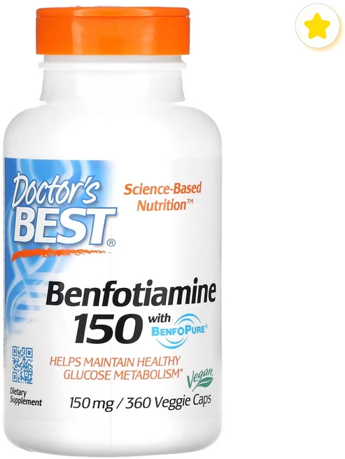 [해외] [Doctor's Best Benfotiamine] 닥터스 베스트 벤포티아민 150mg 360베지캡슐, 1개, 1개, 360정 - 쿠팡