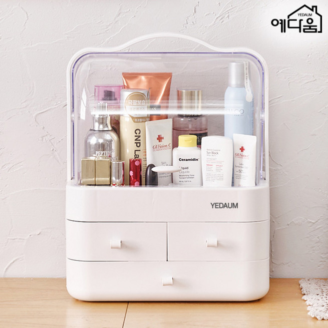 예다움 클리어 화장품 정리함 대형 화이트, 01.클리어 화장품 정리함-대:화이트, 1개, 01.클리어 화장품 정리함-대:화이트
