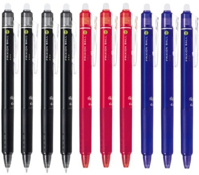 파이롯트 프릭션 0.5mm 노크 지워지는 볼펜 세트, 10개 혼합 (흑4+청3+적3)