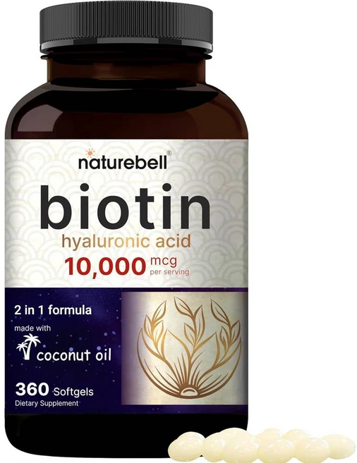 Biotin 프리미엄 비오틴 10000mcg 히알루론산 25mg 360소프트젤, Vitamin B7 Biotin - 쿠팡