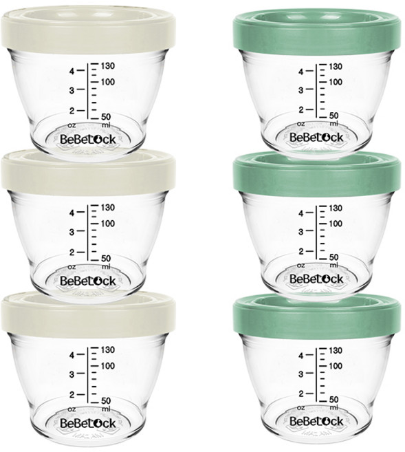 베베락 아이와 트라이탄 이유식용기 130ml (3+3개입), 1세트, 아이와 트라이탄 130ml(크림3P+딥그린3P), 1ml