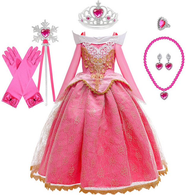 디즈니 공주 프리미엄 오로라드레스 여아 할로윈 코스튬 조카 생일선물 (악세사리 별도)