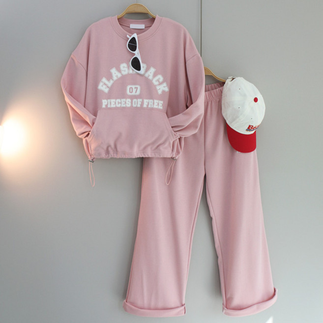 달콩 여성 봄신상 상하세트 07스트링맨투맨와이드팬츠세트