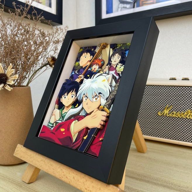 이누야샤 카고메 싯포 셋쇼마루 린 수공예 종이 입체 그림 액자 벽걸이 스탠드 장식, A, 15.5x20.5CM