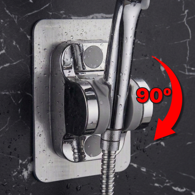 말끔당 무타공 강력접착 각도조절 샤워기 거치대, 실버