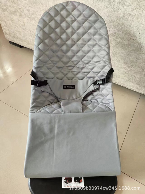 DIU 嬰兒搖搖椅哄娃哄寶寶哄睡搖籃躺椅可摺疊可調節搖搖椅安撫椅, 1件, 淺灰色菱形款  +蚊帳:如圖