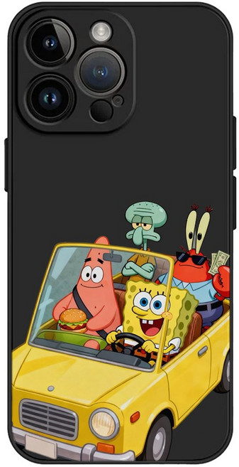 운전하는 스폰지밥 갤럭시 아이폰 폰케이스 BLACK