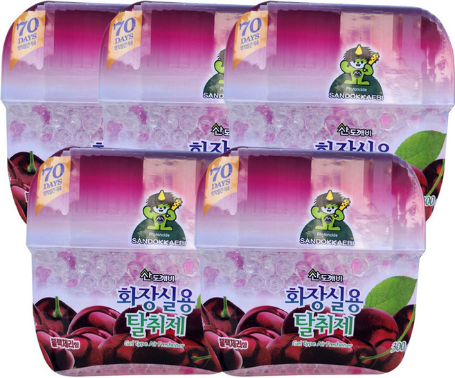 산도깨비 화장실용 탈취제 300g - 블랙체리 /냄새제거/악취제거/방향제, 5개