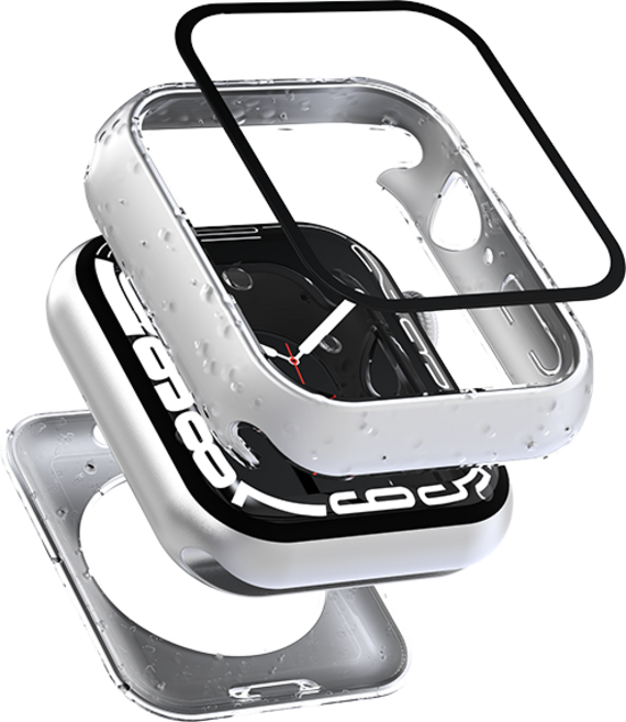 WA064 지모 애플워치 호환 풀커버 방수 케이스, 실버, 45mm