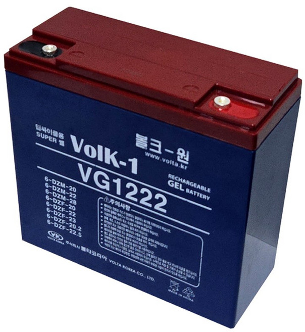 VG1222 12V 겔 딥싸이클 배터리 6-DZM-20 6-DZM-22 6-DZM-28 6-DZF-20 6-DZF-22.3 6-DZF-20.2 CHILWE 규격 호환가능, 1개