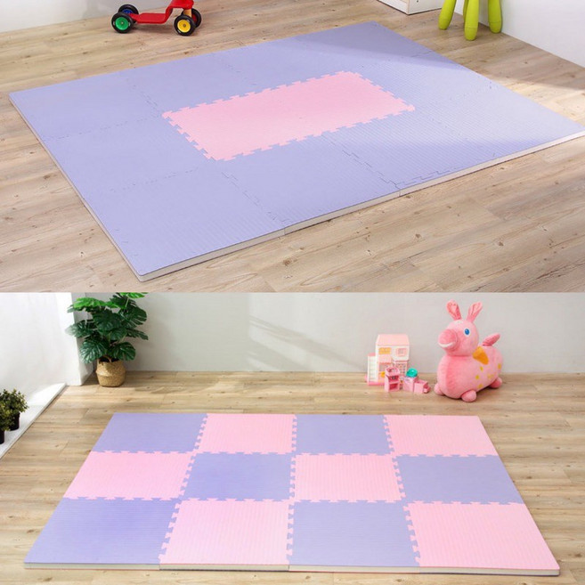 方格子地墊 韓國增厚款 遊戲墊 爬行墊 運動墊, 1個, 3cm夢幻粉紫