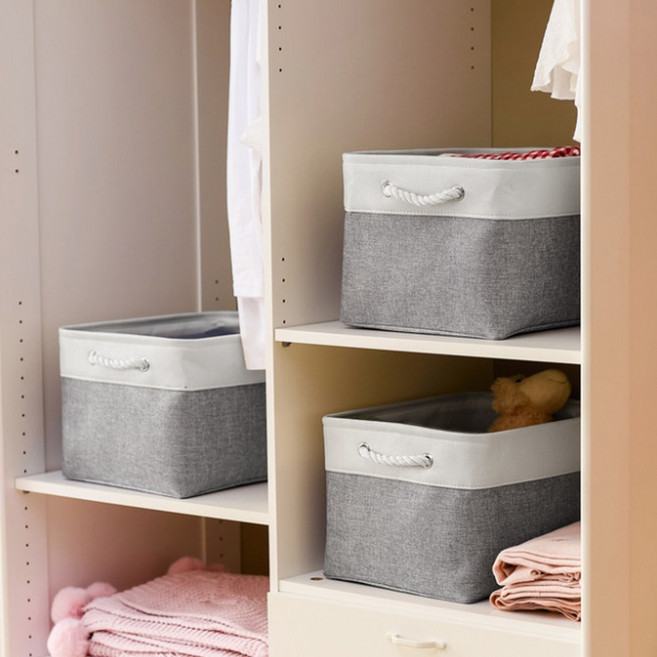 사각 패브릭 장난감정리함 소품정리함, 1개, 배색그레이