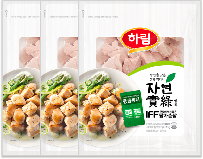 신선 하림 자연실록 동물복지 IFF 한입 닭가슴살 1kg 3봉, (신선) 하림 자연실록 동물복지 IFF 한입 닭가슴살