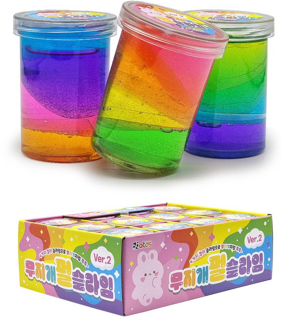 at 아토스 3000 무지개펄슬라임 2탄 - 12개1상자 4색 액체괴물 젤리괴물 주물럭 말랑슬라임 촉감놀이, 단품, 단품