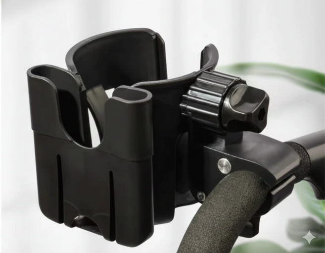 유모차 / 카시트 / 자전거 360도 회전 컵홀더, 블랙, 1개