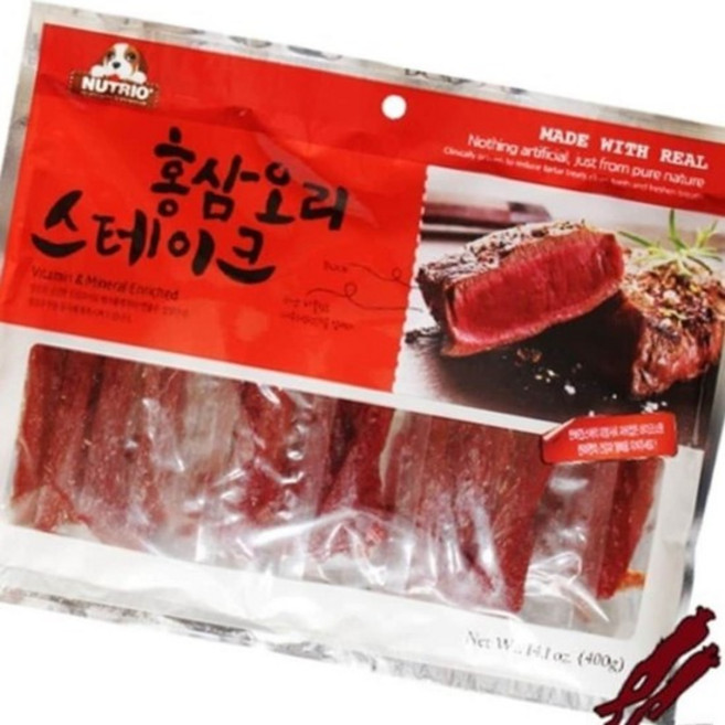 반려견 애견 홍삼 오리 스테이크 400g 댕댕이 강아지 신선한재료, 없음