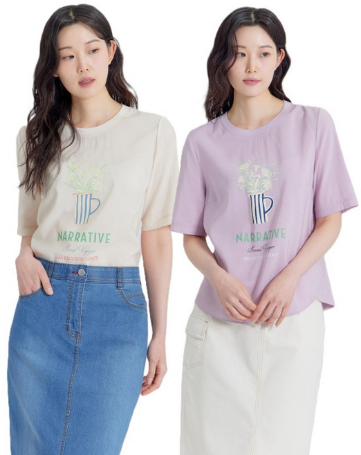 지센 여성 (2컬러) 원포인트 패치 반팔 티셔츠 LCTSP425