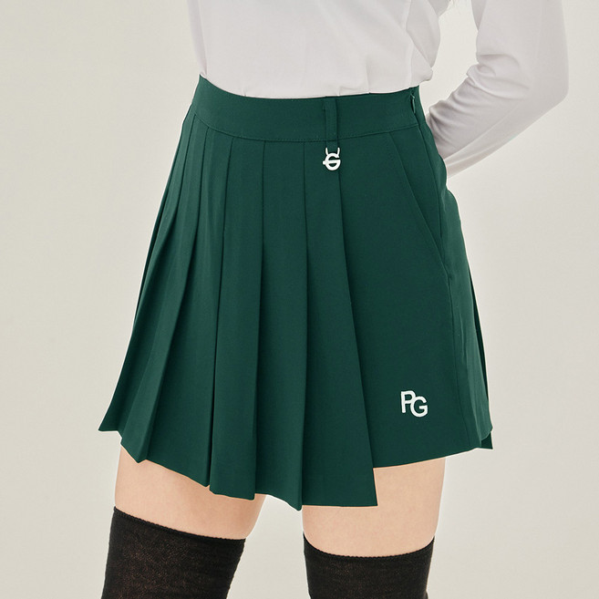 제이투제이 여성골프웨어 백밴딩 플리츠 랩반바지