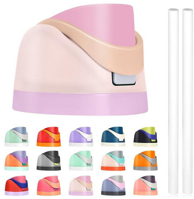 LUMIMITUAN Owala Freesip용 교체 뚜껑 Cup 473.2g(16온스) 680.4g(24온스) 946.4ml(32온스) 1.18L(40온스) 원 버튼 물병, 라이트 퍼플 옐로우