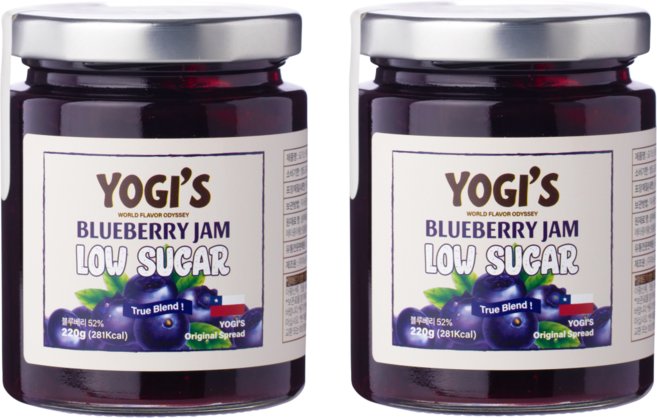 요기스YOGIS 저당 저칼로리 블루베리잼 220g 2개