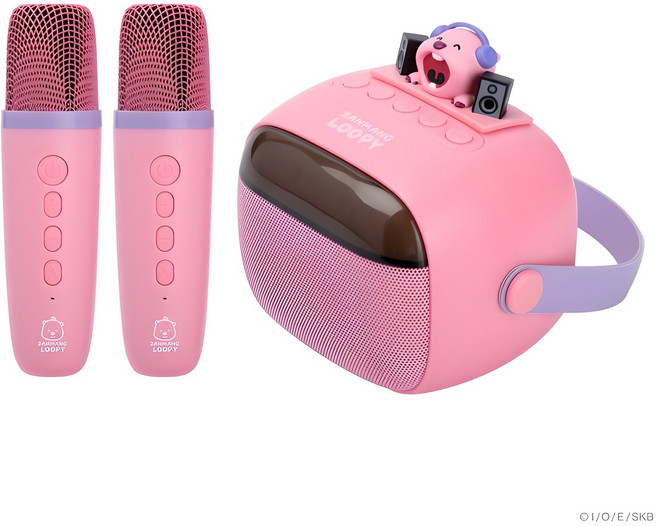 로이체 무선 잔망루피 미니 블루투스 스피커 + 마이크 2p 세트, ICNS-BMS-C-LP, 혼합색상