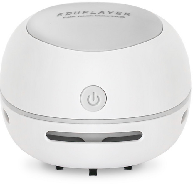 에듀플레이어 지우개청소기 EVC25 충전식 미니청소기 책상 키보드 먼지 제거 강력흡입, 화이트