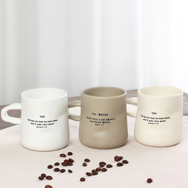 벨누벨 십자가사랑 토브 머그컵 성경 말씀컵 레터링컵, 화이트(White), 한글 레터링, 1개