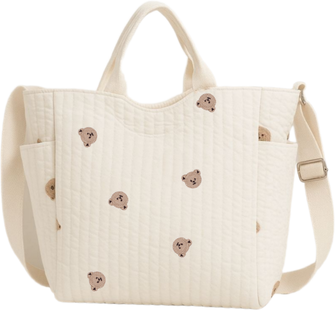 율드림 대용량 크로스백 육아 기저귀가방+기저귀처리봉투케이스 구성, 곰돌이
