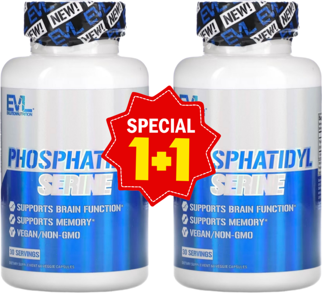 1+1 이블루션 뉴트리션 포스파티딜세린 300mg 베지 캡슐 60정 / 해외직구 미국정품, 2개