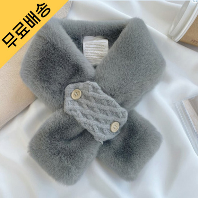 [더블제이] 니트퍼목도리 도톰한 겨울 여성 에코퍼 머플러