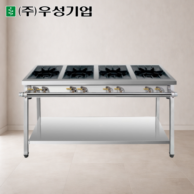 그랜드우성 높은렌지 4구 1500X600 업소용 가스레인지 화구 일반버너 시그마버너, LPG