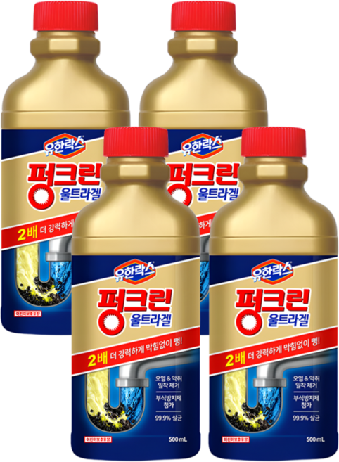 유한락스 펑크린 울트라겔 세면대세정제 배수구클리너 500mlX4개, 4개, 500ml