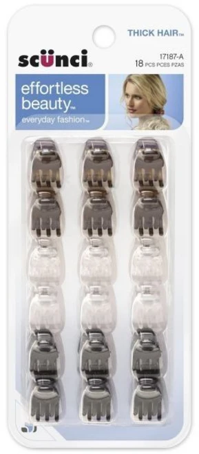 스컨치 Effortless Beauty 두꺼운 머리 미니 턱 클립 1cm (18개 팩) - 쿠팡