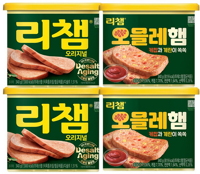 [동원] 리챔 340g x 2P + 오믈레햄 340g x 2P, 1세트