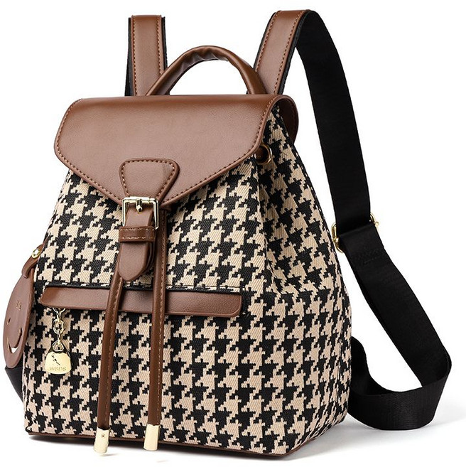 YUMDE 가벼운 여성 백팩 캐주얼 데일리 체크 배낭 가방