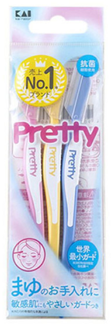 카이 프리티 눈썹칼 3개입 6개입 눈썹정리기 일본수입, 3색, 3개