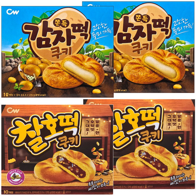 (떡쿠키2종세트) 감자떡쿠키+찰호떡쿠키 860g (215g), 215g