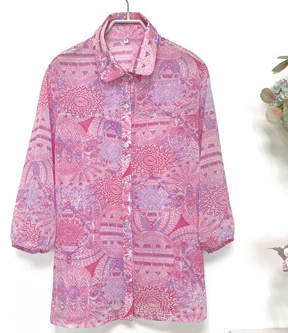 국내생산 국민할매 할머니옷 엄마옷 미라클 쉬폰 7부 블라우스[RB-S01] 어르신옷 여름남방 요양원옷