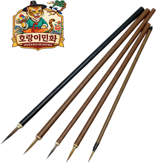 세필붓 민화 동양화 켈리그라피 면상필 민화붓 점붓 선붓 민화붓, 5개, 5종