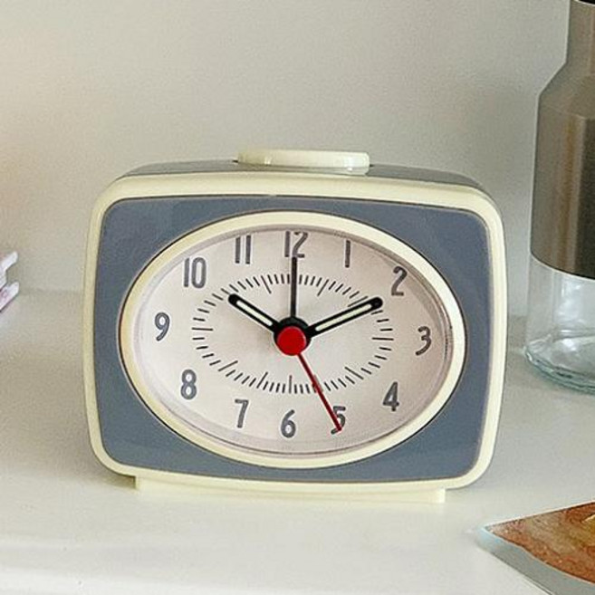 [연 정] 인테리어시계 레트로 무소음 탁상용시계 알람 탁상시계 이쁜시계 인테리어용시계 빈티지 Y2K 책상시계 침대시계 무소음시계 소품샵 인테리어샵 소품시계 방꾸미기 홈인테리어, 프레시민트