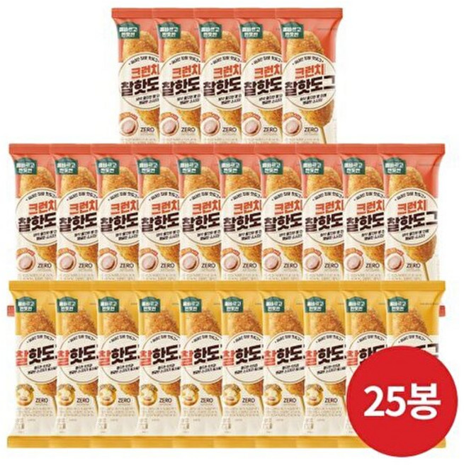 신세계푸드 *[올바르고반듯한] 찰핫도그 10봉+크런치찰핫도그 15봉 총 25봉, 없음, 1세트, 1.925kg