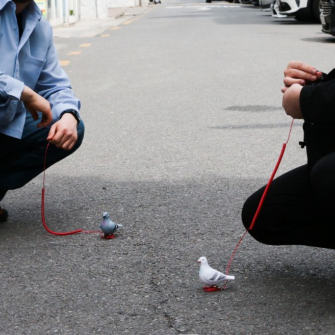 반려 비둘기 세트 애완 인형 [움직이는 쓸데없는 쓸모없는 웃긴 선물 장난감 킹받는 친구 필요없는 무쓸모 태엽], 그레이