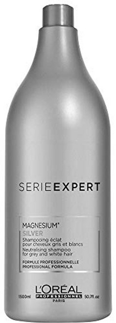 유럽 로레알 프로페셔널 시리즈 엑스퍼트 실버 샴푸 노란 기미를 중화하고 백발과 백발에 윤기를 부여하는 1팩1 x 1.5 l 헤어케어, 1개
