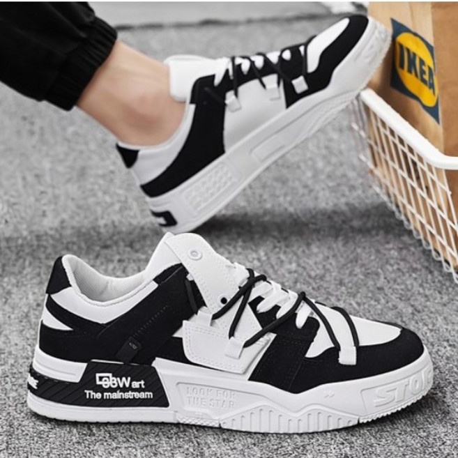 남성용 모던 캐주얼 가죽 캔버스 보드화 스니커즈