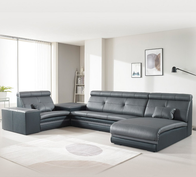 꼬마나무100%국내제작 이태리천연면피통가죽 소가죽5 6인용풀세트쇼파, 그레이