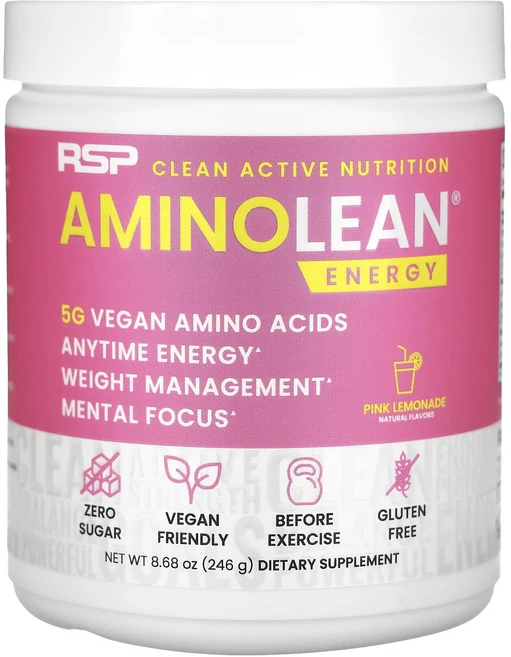 RSP Nutrition AminoLean 에너지 핑크 레모네이드 246g(8.68oz), RSP Nutrition AminoLean 에..., 246g, 1개 - 쿠팡
