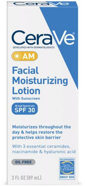 세라비 페이셜 모이스처라이징 로션 AM SPF 30 | 89 CeraVe Facial Moisturizing Lotion AM SPF 30 | 3 Ounce | Daily Face, 1개