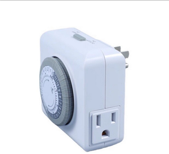 迷你型機械式24小時循環定時器插座 110V/60HZ 30分鐘間隔 24組可調開關, 三孔單插座, 1個, 7cm