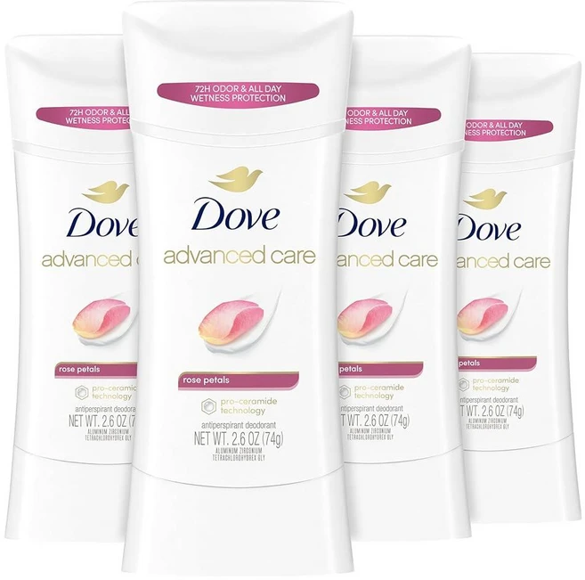도브 어드밴스드 케어 뷰티 피니쉬 데오드란트 스틱 74g 4개, 장미 꽃잎 - 쿠팡
