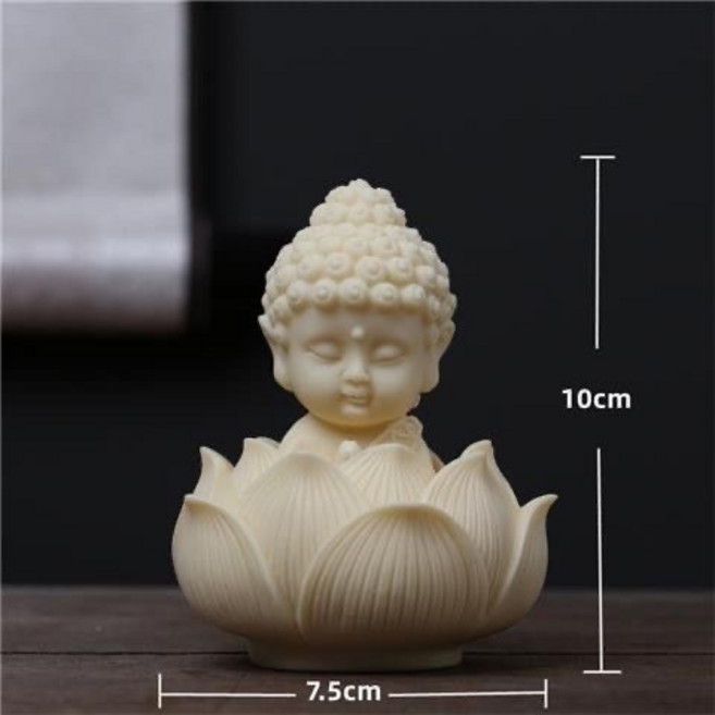 貝貝 Q版象牙果西方三聖 文殊普賢菩薩佛像擺件 禪意小沙彌擺飾 蓮花臺擺件, 寶寶佛+蓮花底座
